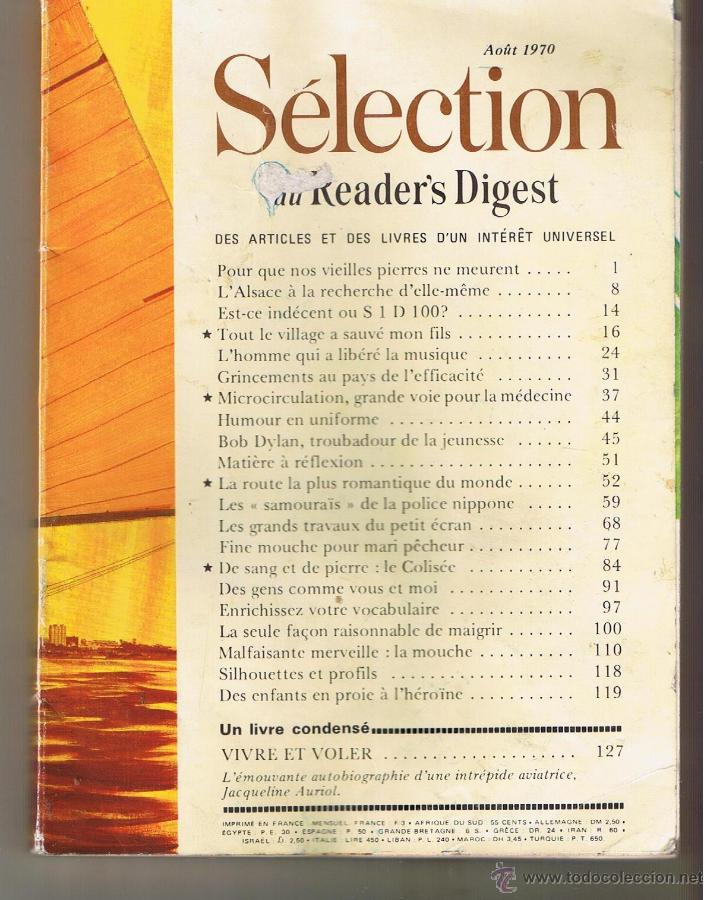 Libros de segunda mano: S&Eacute;LECTION DU READER&acute;S DIGEST. FRANC&Eacute;S. 1970. (C/V - Foto 1