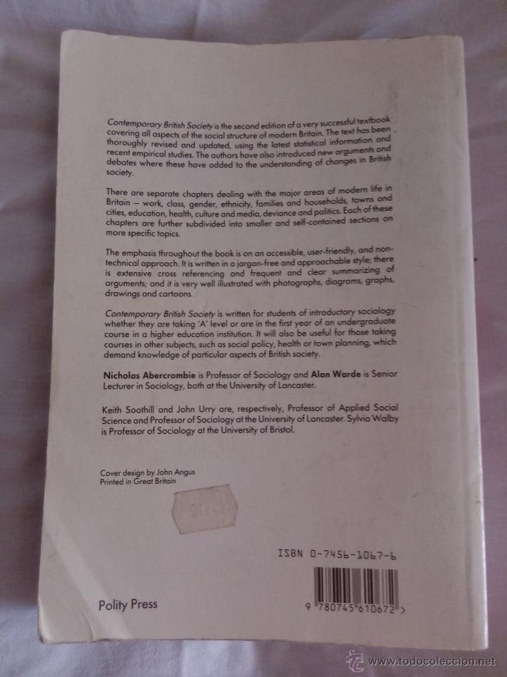 Libros de segunda mano: CONTEMPORARY BRITISH SOCIETY. SECOND EDITION. (ABERCROMBIE) - Foto 2