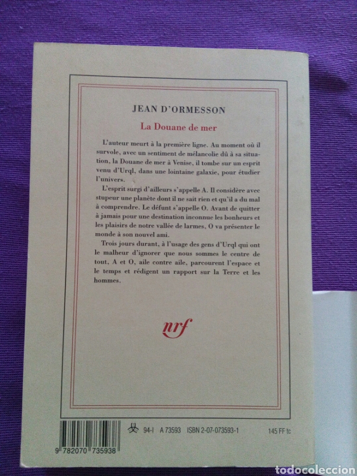 Libros de segunda mano: La Douane de Mer. Jean DOrmesson - Foto 2
