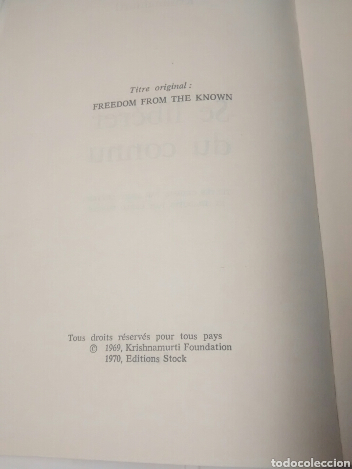 Libros de segunda mano: Se lib&eacute;rer du connu - Krishnamurti - 1970 - Foto 4