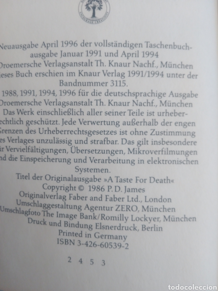Libros de segunda mano: Der Beigeschmack des Todes. P.D. James - Foto 4