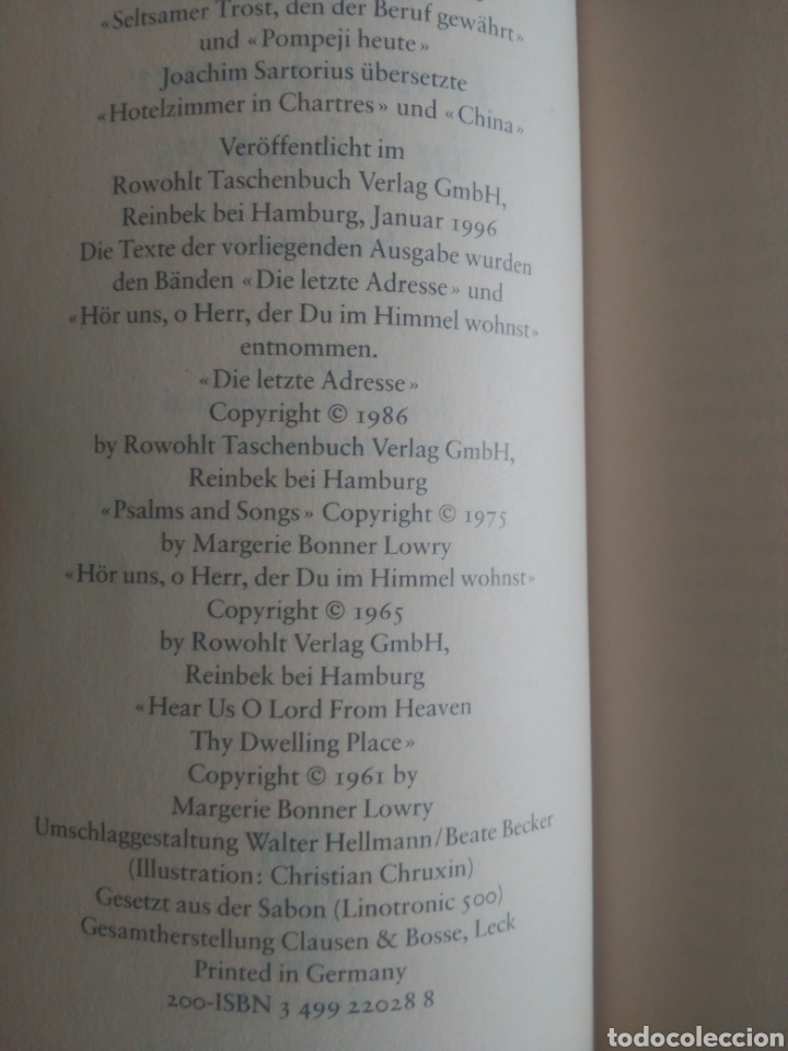 Libros de segunda mano: Hotelzimmer in chartres. Malcom Lowry - Foto 4