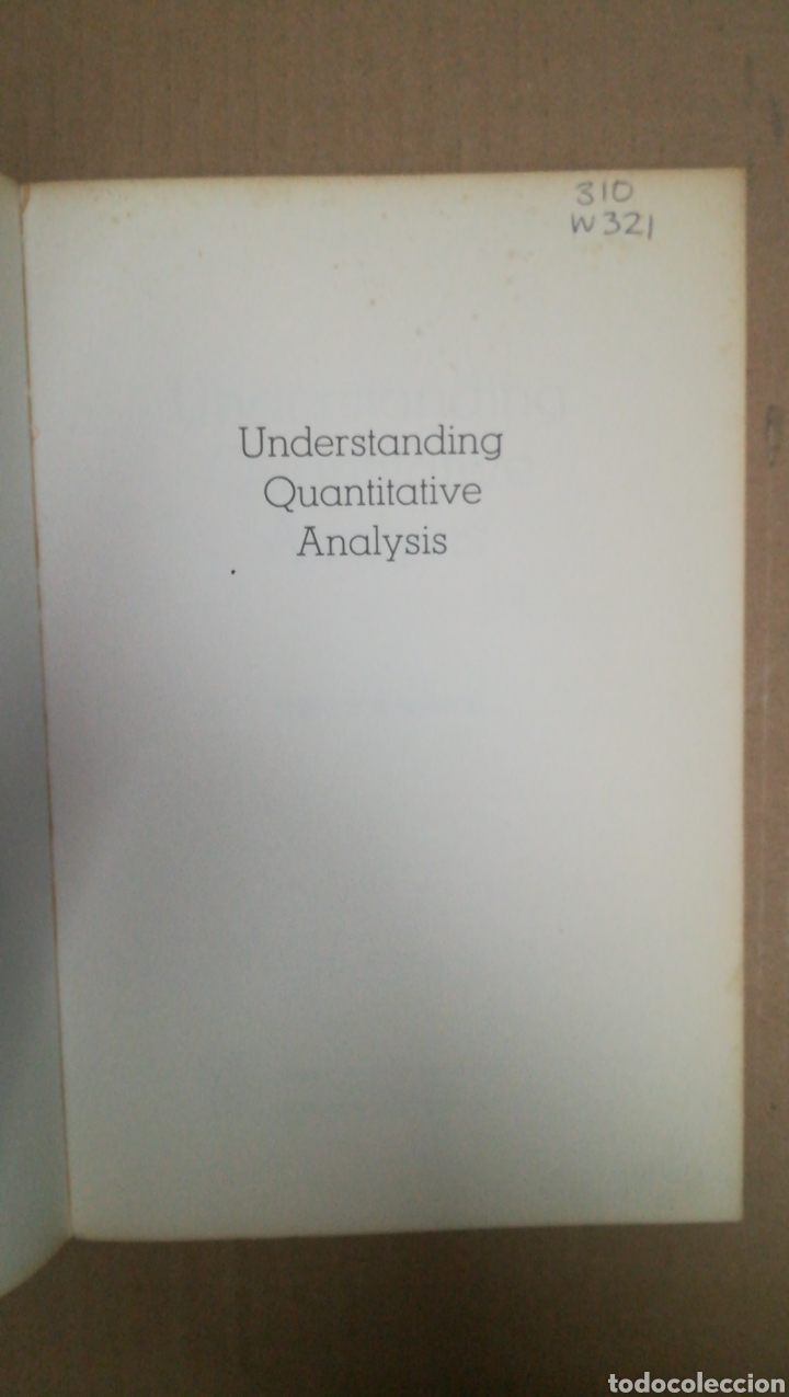 Libros de segunda mano: UNDERSTANDING QUANTITATIVE ANALYSIS. CHESTER R.WASSON. 1969. - Foto 2