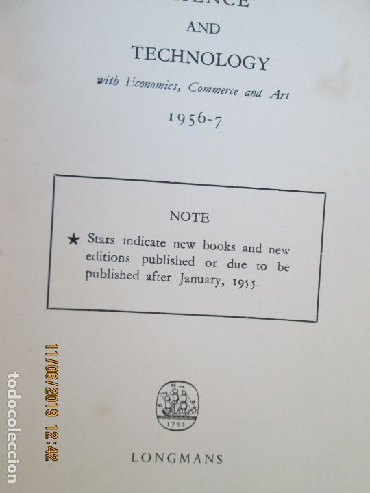 Libros de segunda mano: SCIENCE AND TECHNOLOGY 1956-7 - LONGMANS. - Foto 2
