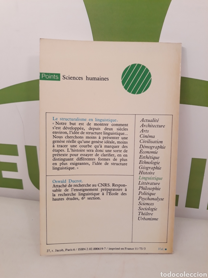 Libros de segunda mano: Le Structuralisme en linguistique.Oswald Ducrot. - Foto 2