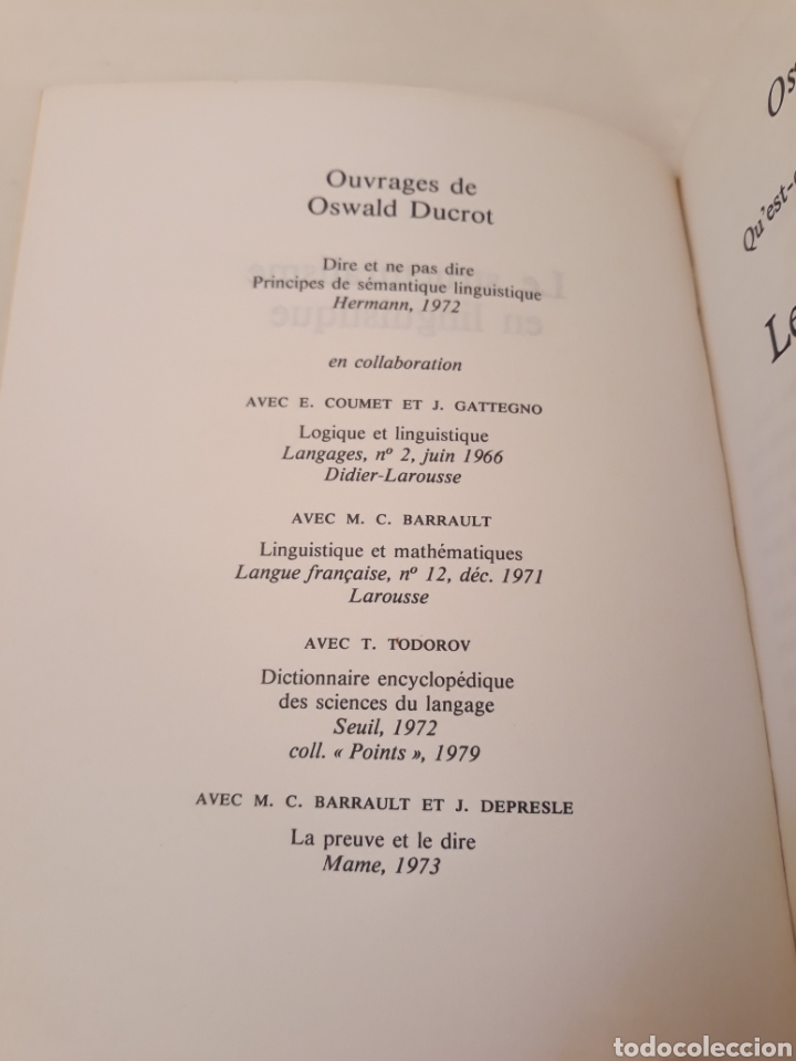 Libros de segunda mano: Le Structuralisme en linguistique.Oswald Ducrot. - Foto 3