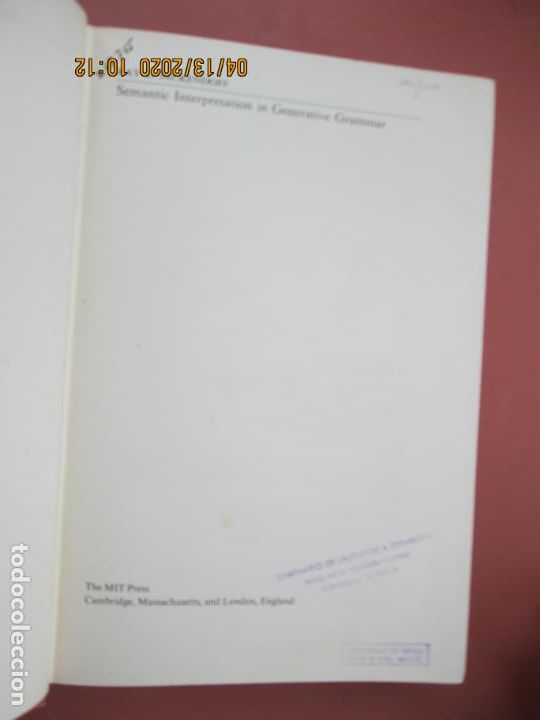 Libros de segunda mano: SEMANTIC INTERPRETATION IN GENERATIVE GRAMMAR - RAY S. JACKENDOFF - 1972. - Foto 4