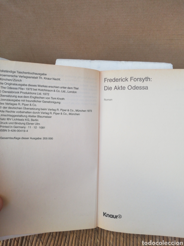 Libros de segunda mano: Die akte Odessa. Frederick Forsyth - Foto 2