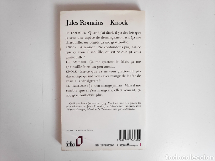 Libros de segunda mano: Libro. Knock, Jules Romains. Franc&eacute;s - Foto 2