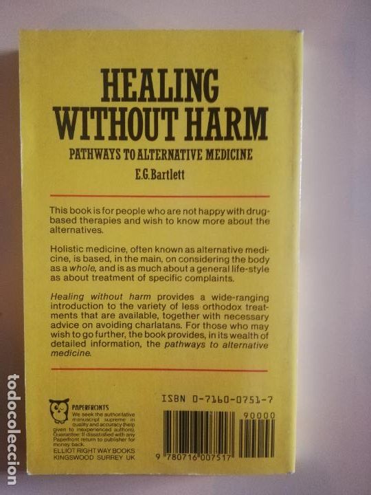 Libros de segunda mano: HEALING WITHOUT HARM. PATHWAYS TO ALTERNATIVE MEDICINE. E. G. BARTLETT. - Foto 3