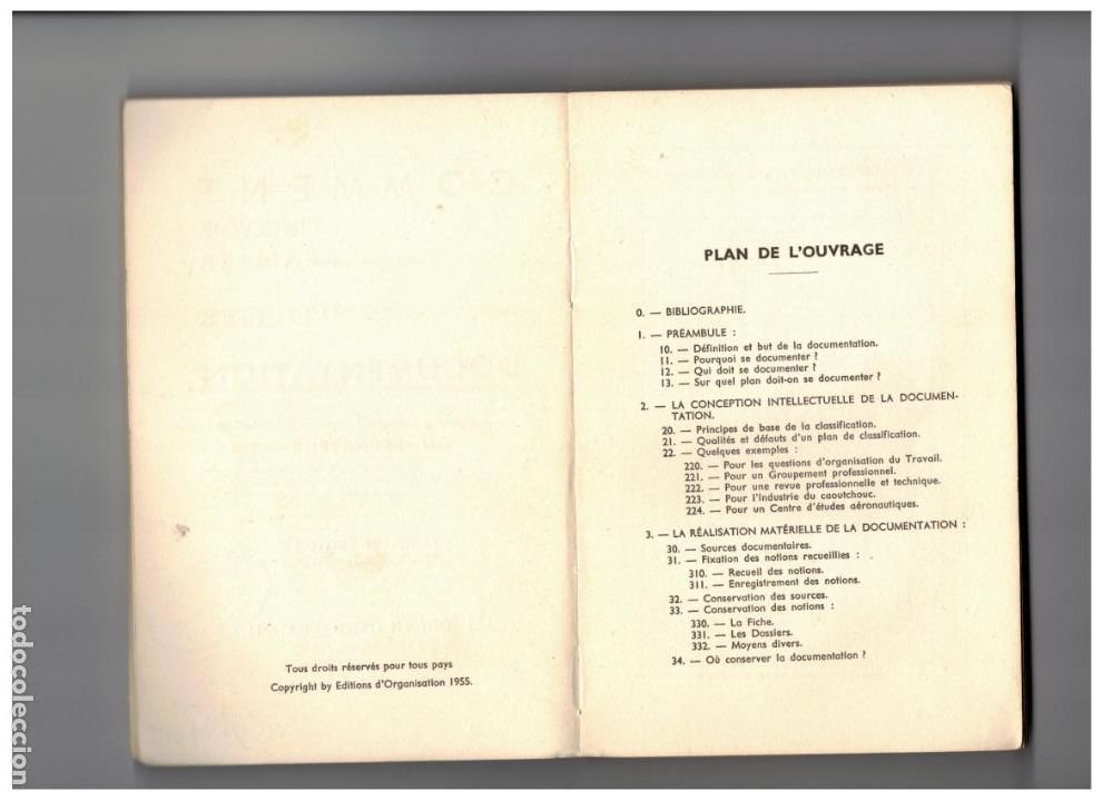 Libros de segunda mano: COMMENT, CONCEVOIR REALISER ET UTILISEER UNE DOCUMENTATION, 1955, FRANCES - Foto 4