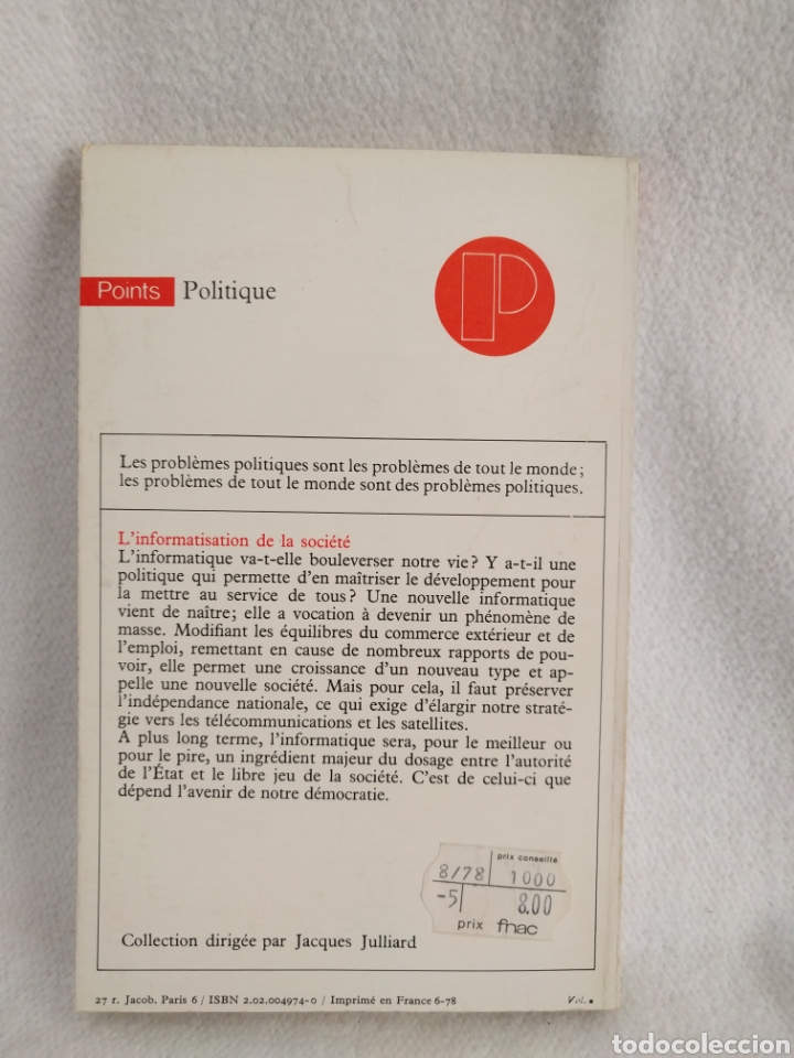 Libros de segunda mano: Linformatisation de la societe. Simon Nora. Alain Minc. - Foto 2