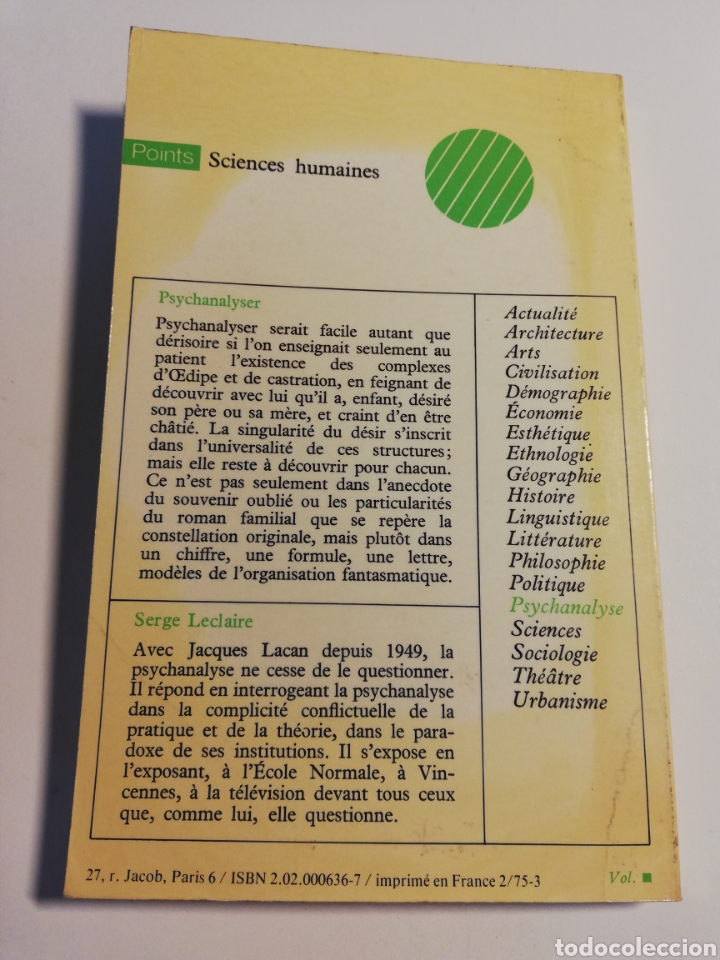 Libros de segunda mano: PSYCHANALYSER (SERGE LECLAIRE) - Foto 4