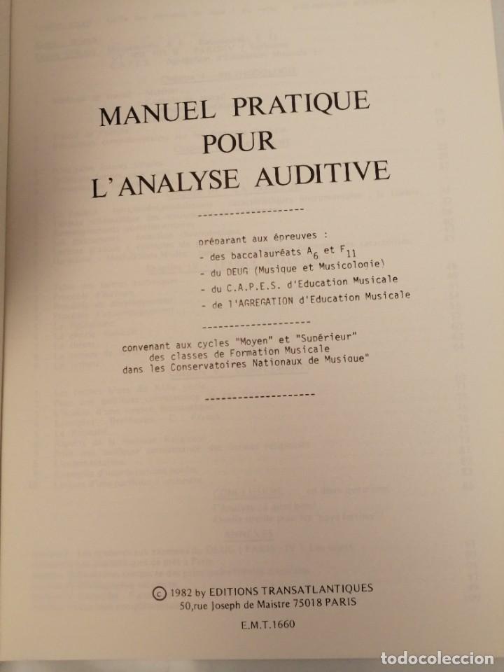 Libros de segunda mano: MANUEL PRATIQUE DANALYSE AUDITIVE - Foto 3