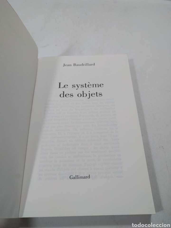 Libros de segunda mano: Jean Baudrillard. Le Systeme des objets. Tel Gallimard - Foto 2