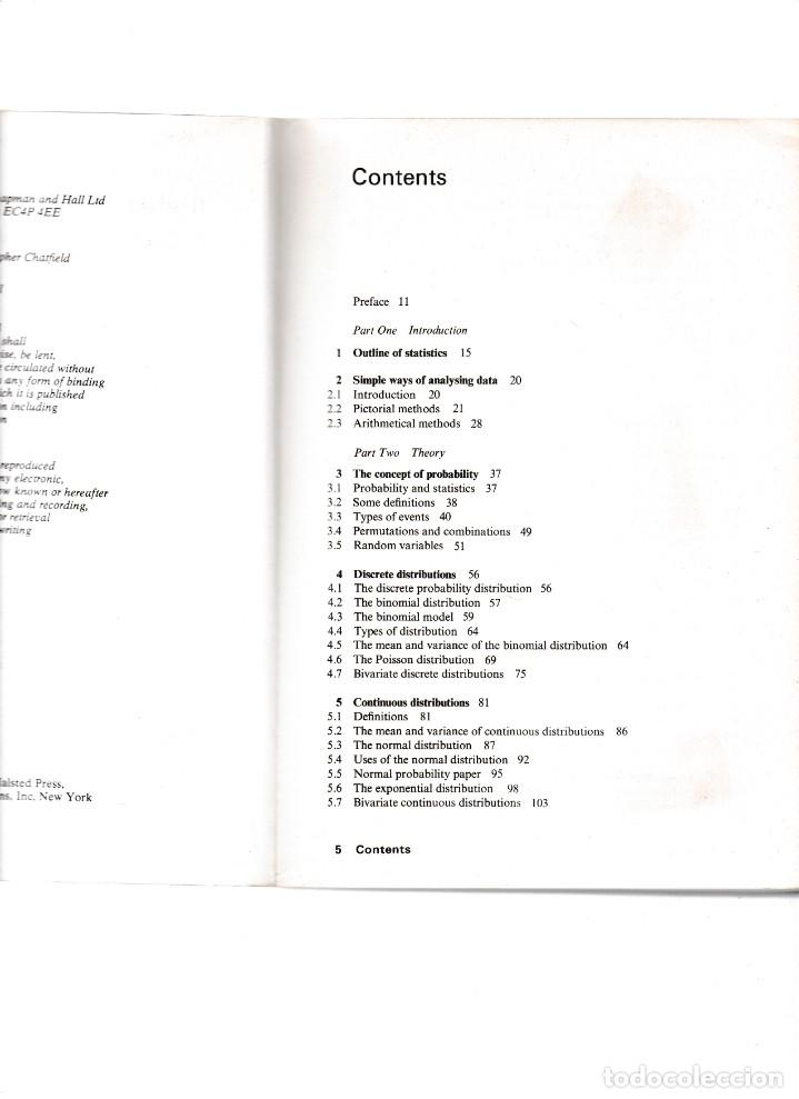 Libros de segunda mano: STATISTICS FOR TECHNOLOGY - CHRISTOPHER CHATFIELD - 2&ordf; EDITION / 1978 - CHAMPAN & HALL - Foto 4