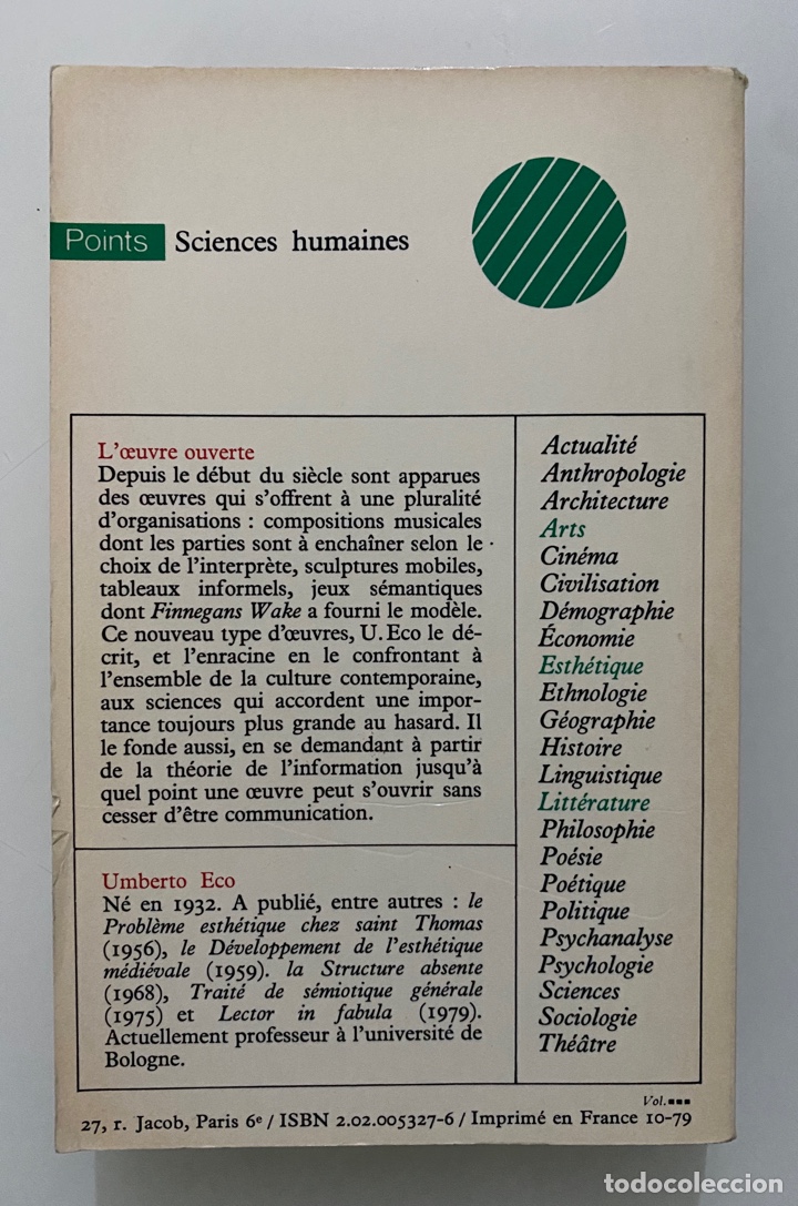 Libros de segunda mano: Loeuvre ouverte - ECO, Umberto - Foto 2