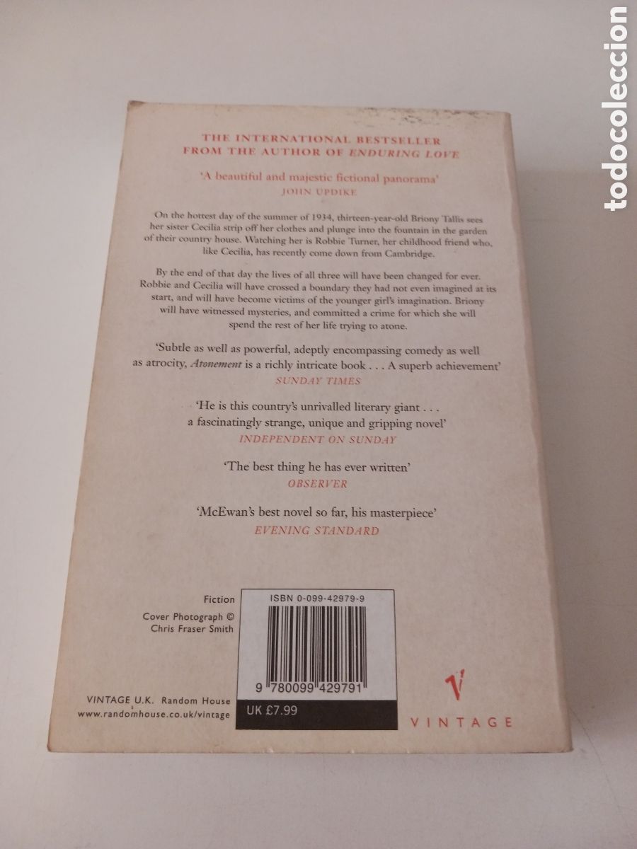 Libros de segunda mano: Atonement Ian McEwan 2002 ingl&eacute;s - Foto 2