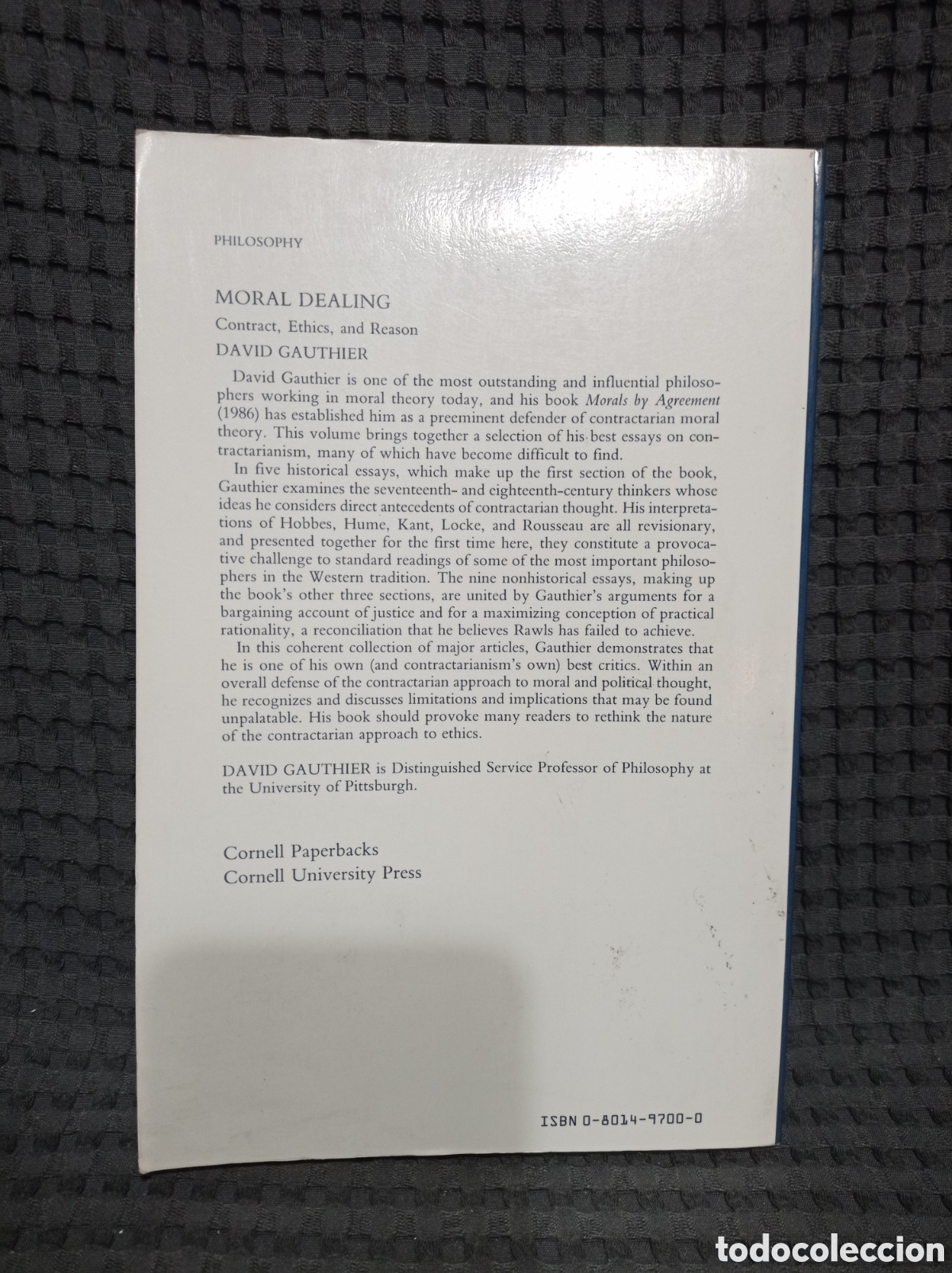 Libros de segunda mano: Moral dealing. Contract, Ethics, and Reason. (David Gauthier) - Foto 3