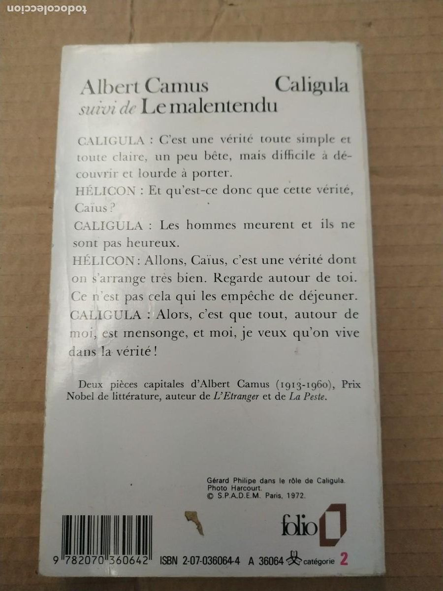 Libros de segunda mano: Cal&iacute;gula - Camus. En franc&eacute;s - Foto 2