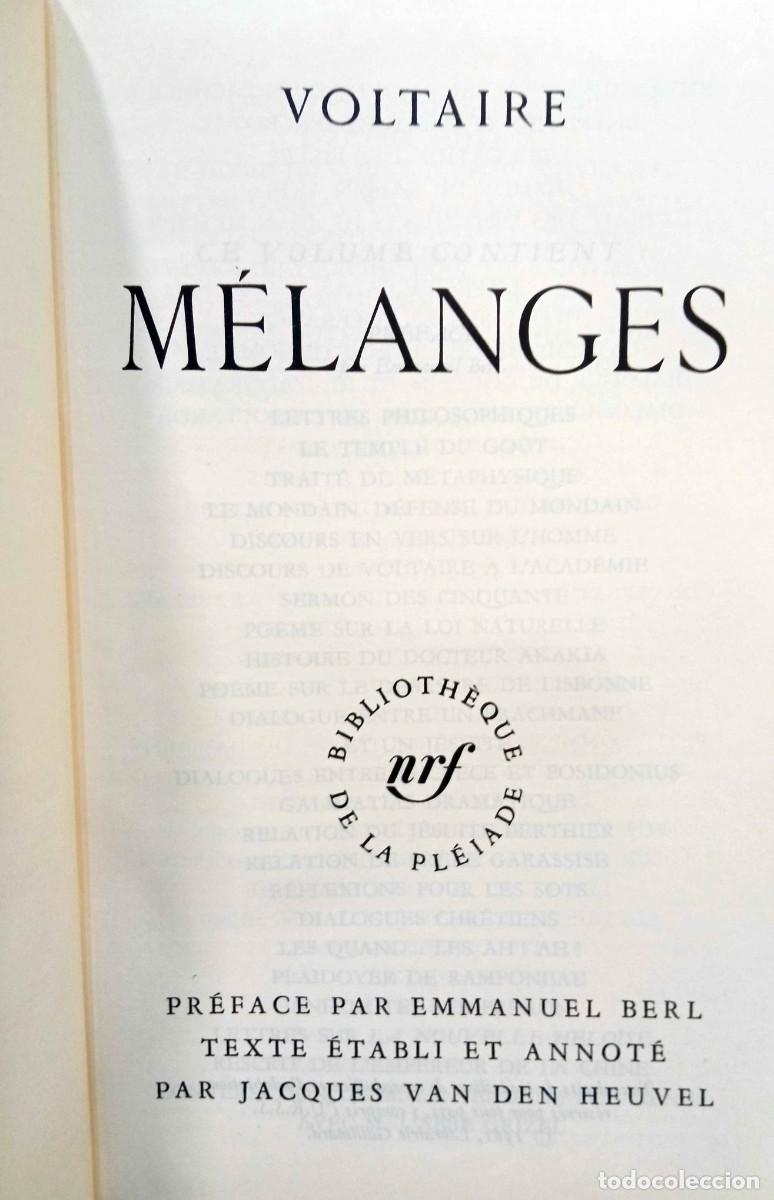 Libros de segunda mano: VOLTAIRE - M&Eacute;LANGES. GALLIMARD, 1961. - Foto 2