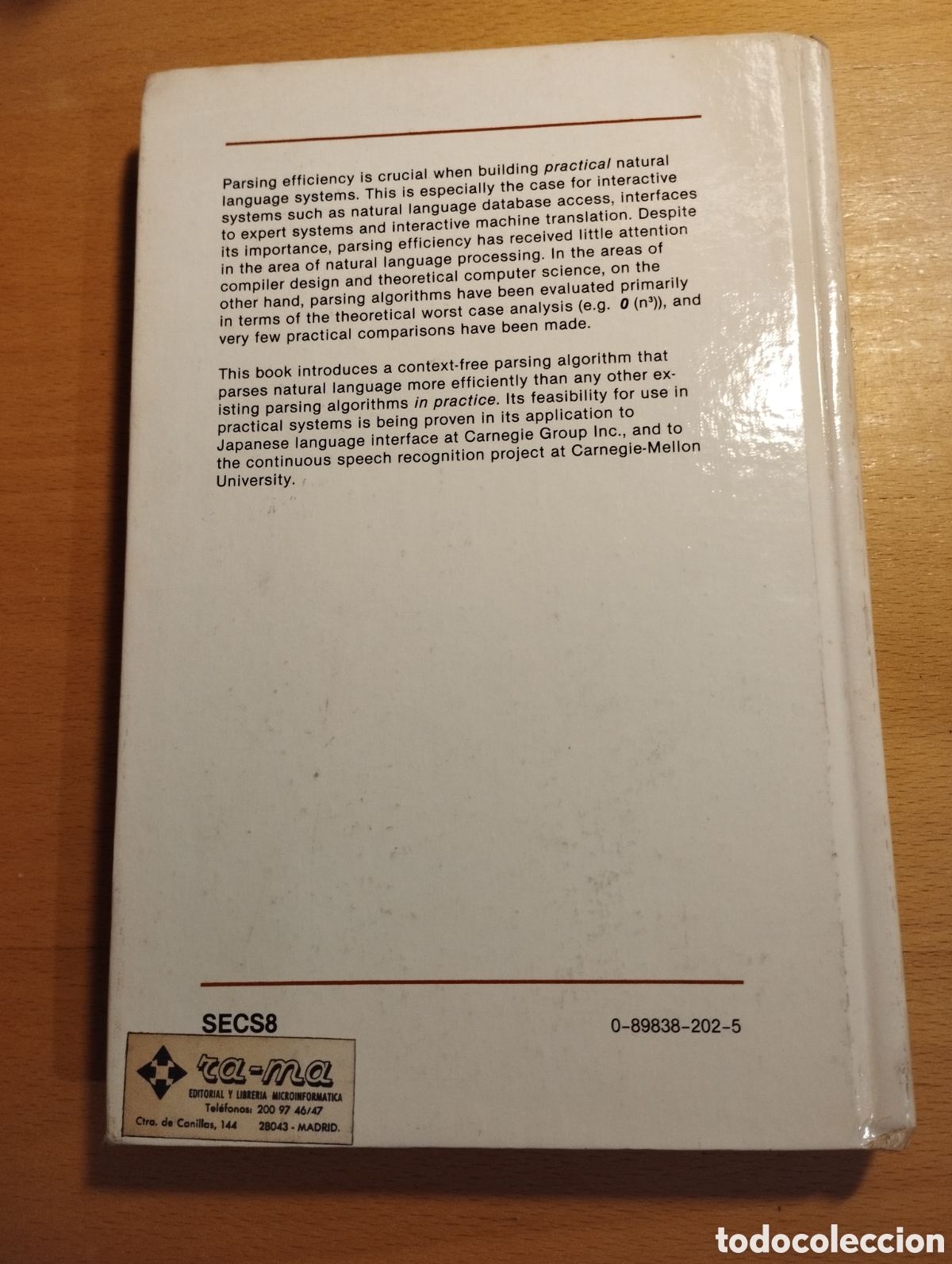 Libros de segunda mano: EFFICIENT PARSING FOR NATURAL LANGUAGE. A FAST ALGORITHM FOR PRACTICAL SYSTEMS (MASARU TOMITA) - Foto 17