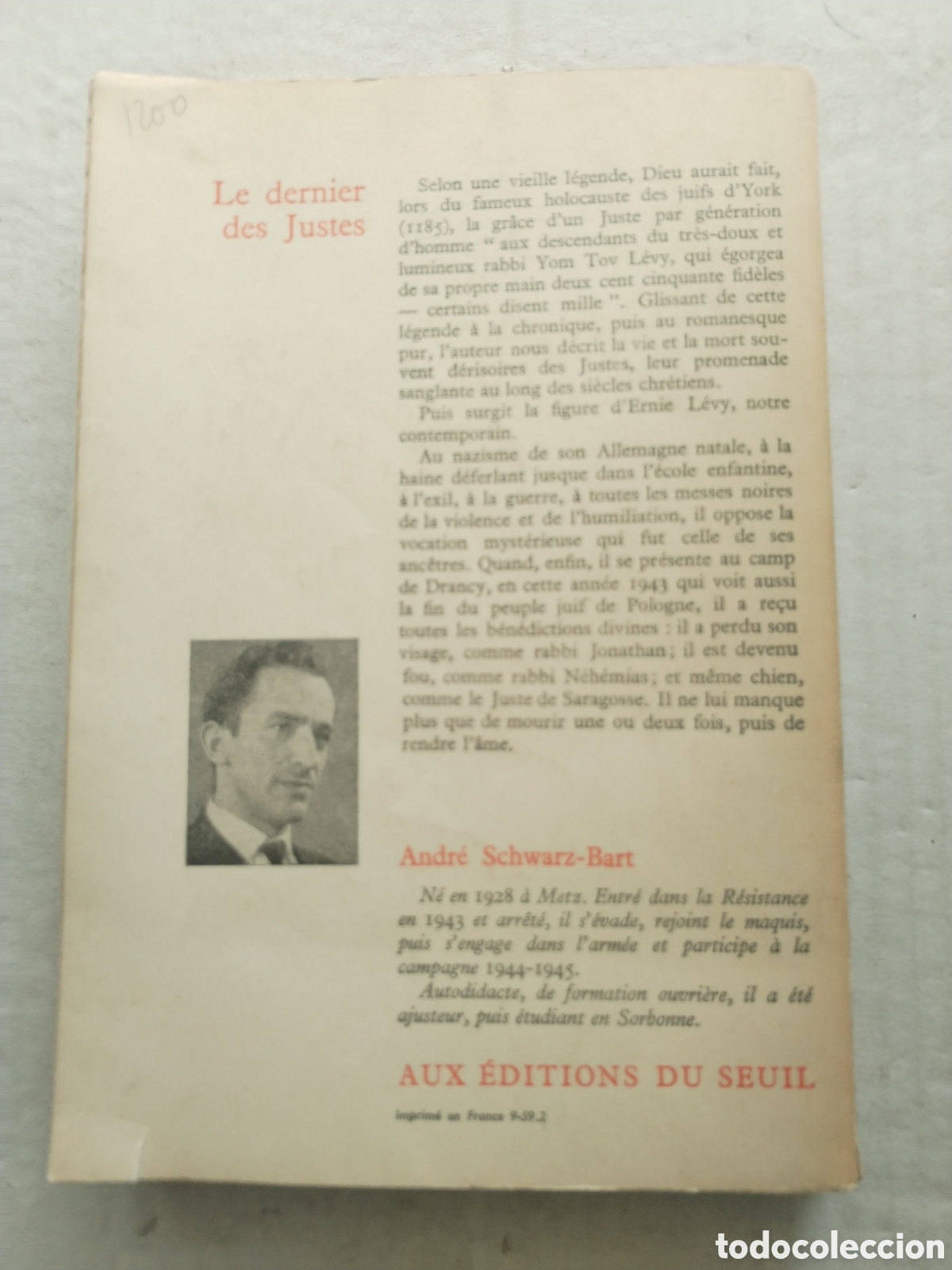 Libros de segunda mano: LE DERNIER DES JUSTES/ANDRE SCHWARTZ-BART - Foto 3