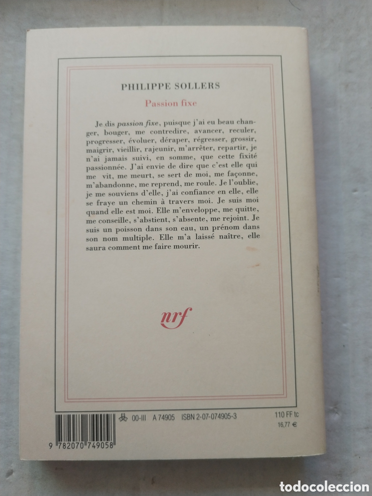 Libros de segunda mano: PASION FIXE/PHILIPPE SOLLERS - Foto 3