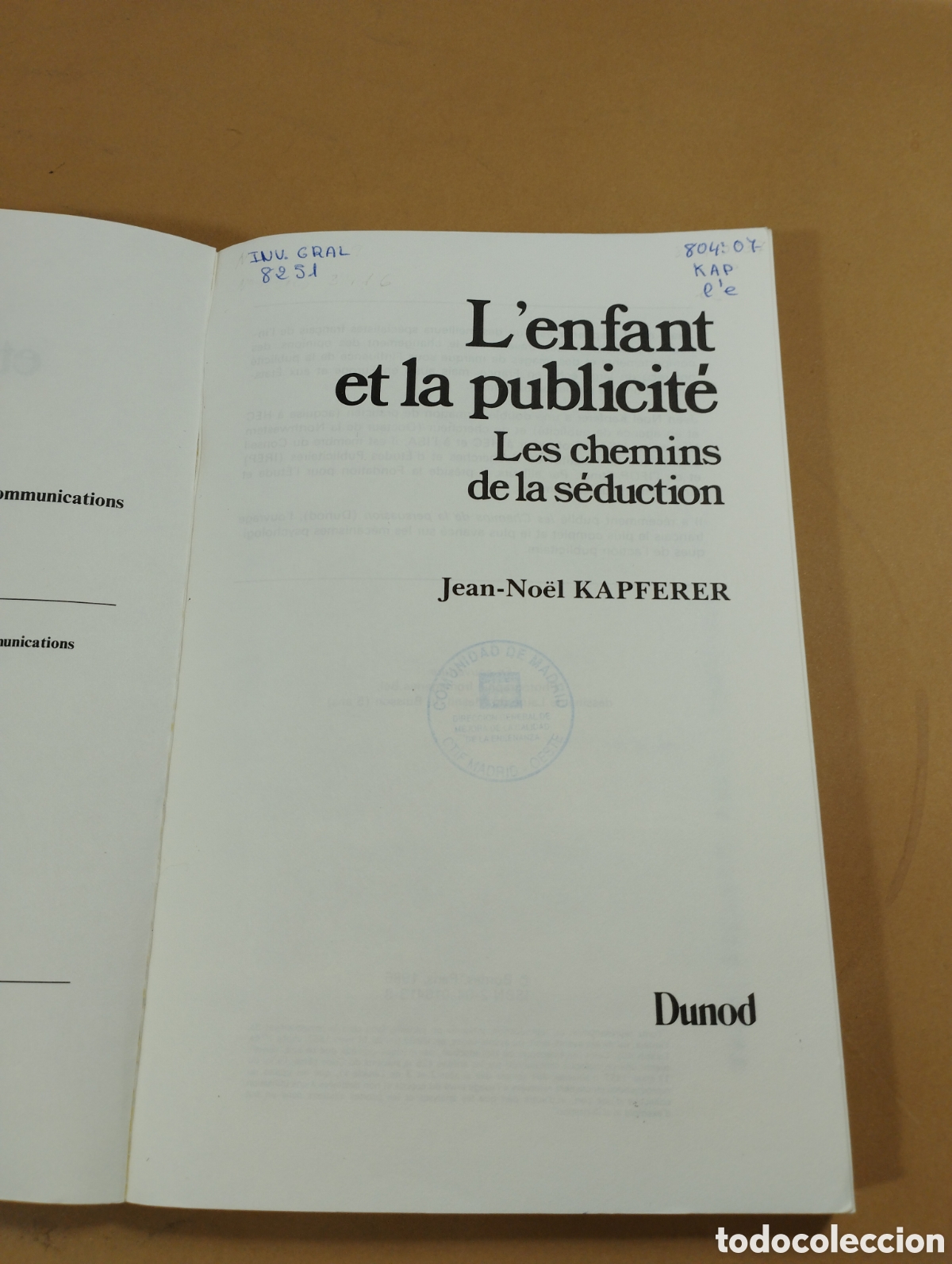 Libros de segunda mano: Lenfsnt et la publicite. Dunod. Communications. - Foto 3