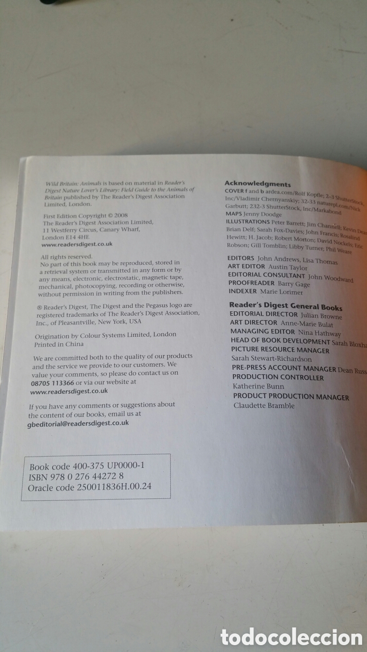Libros de segunda mano: Animals, Readers Digest. Wild Britain - Foto 7