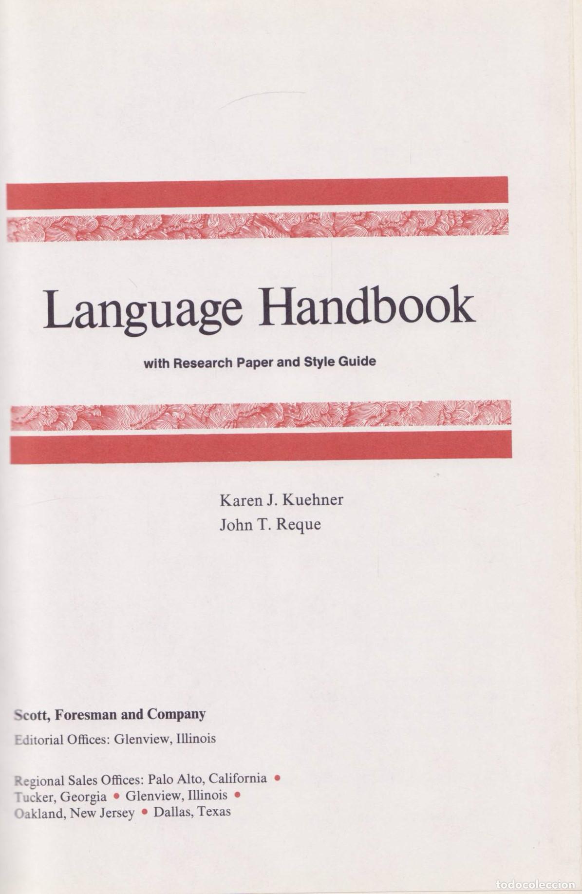 Livres d'occasion: Language handbook - J. Kuehner, Karen/T. Reque, John