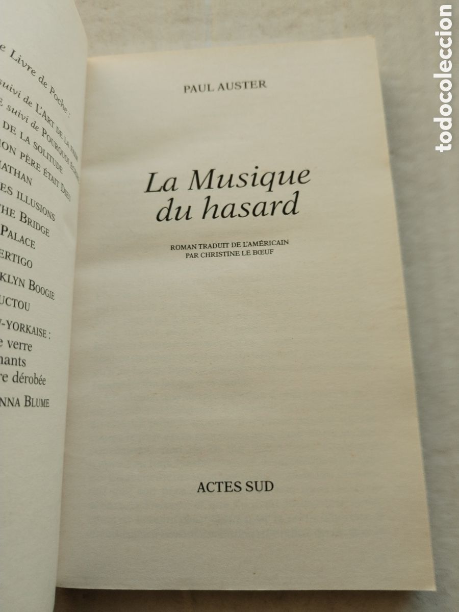 Libros de segunda mano: LA MISIQUE DU HASARD/PAUL AUSTER - Foto 2