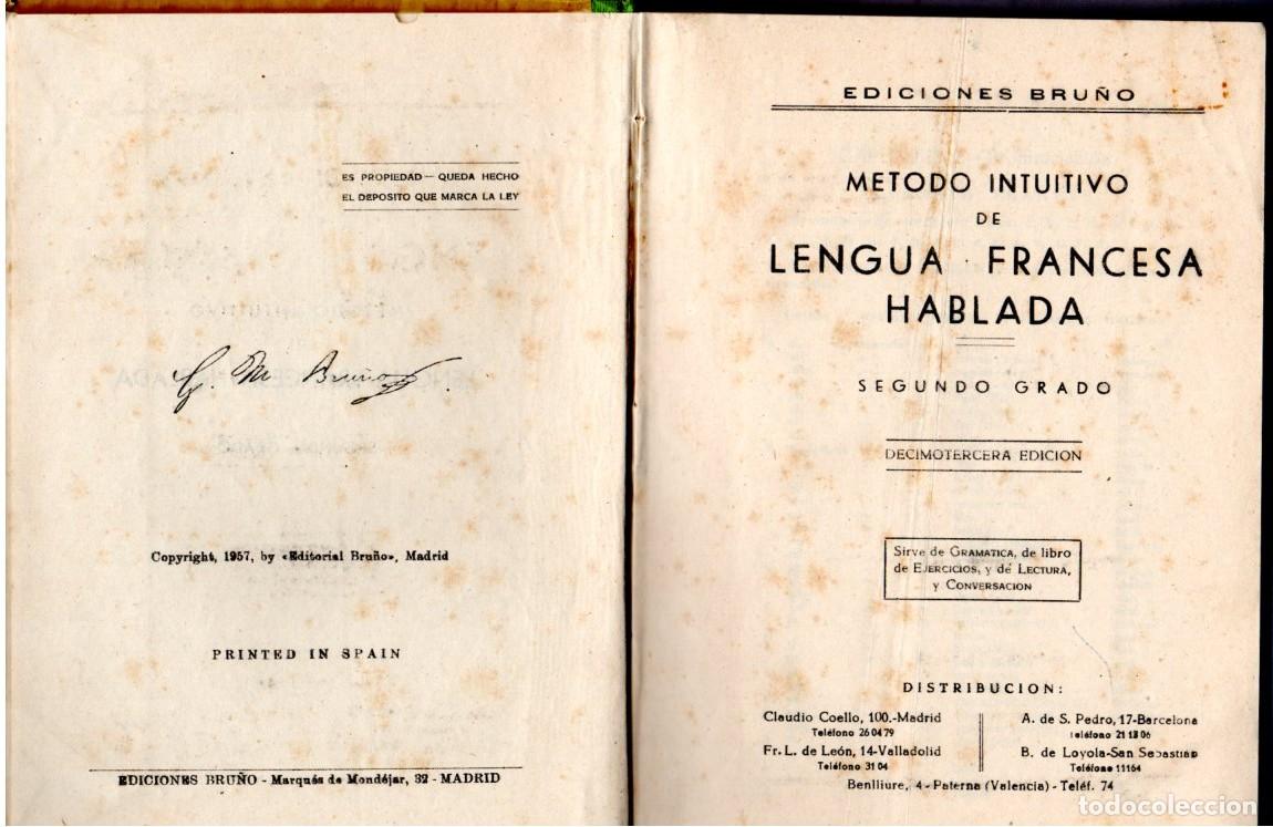 Libros de segunda mano: METODO DE FRANC&Eacute;S 2&ordf; CURSO *** EDICIONES BRU&Ntilde;O 1957 - Foto 2