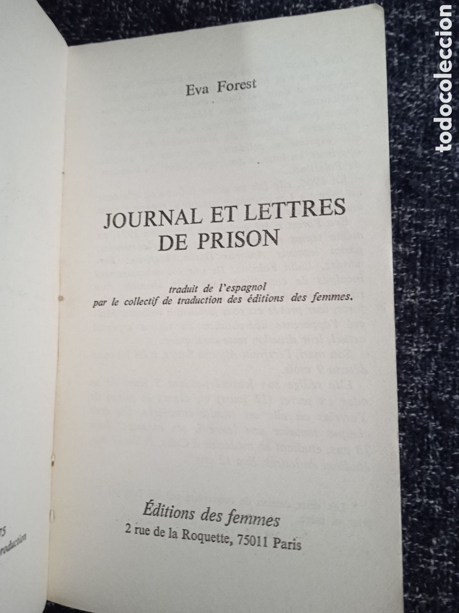 Libros de segunda mano: Journal et lettres de prison / Eva Forest - Foto 2