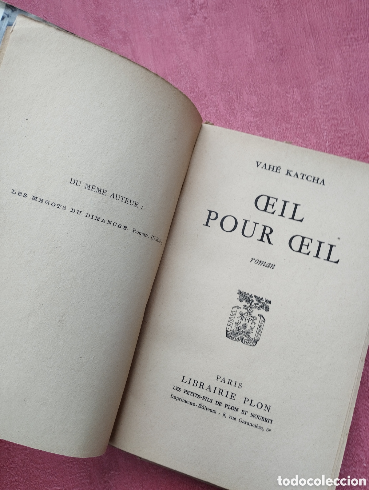 Libros de segunda mano: Oeil pour oeil. Vahe Katcha. - Foto 2