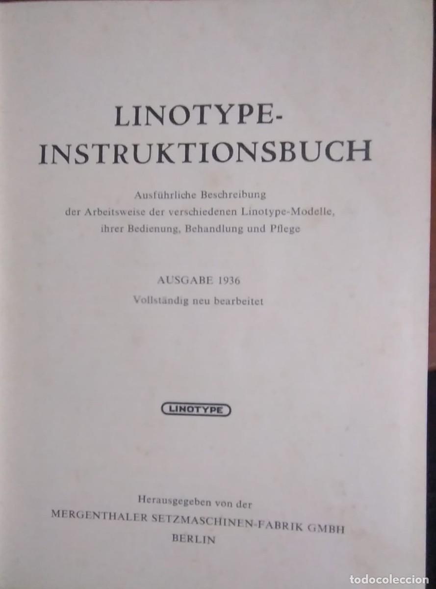 Libros de segunda mano: LYNOTYPE, INSTRUKTIONSBUCH - Foto 2