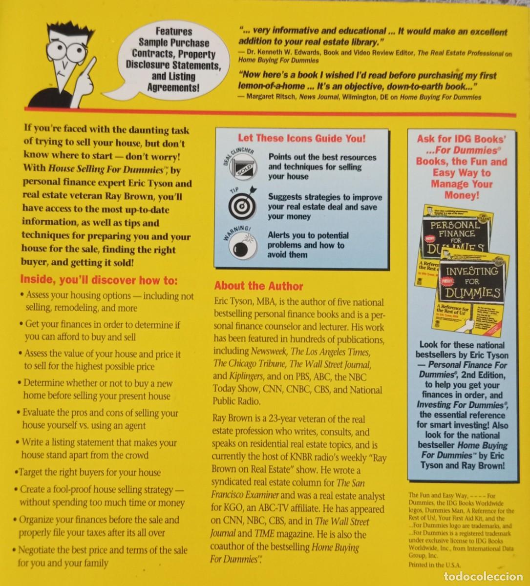 Libros de segunda mano: HOUSE SELLING FOR DUMMIES - ERIC TYSON - Foto 2