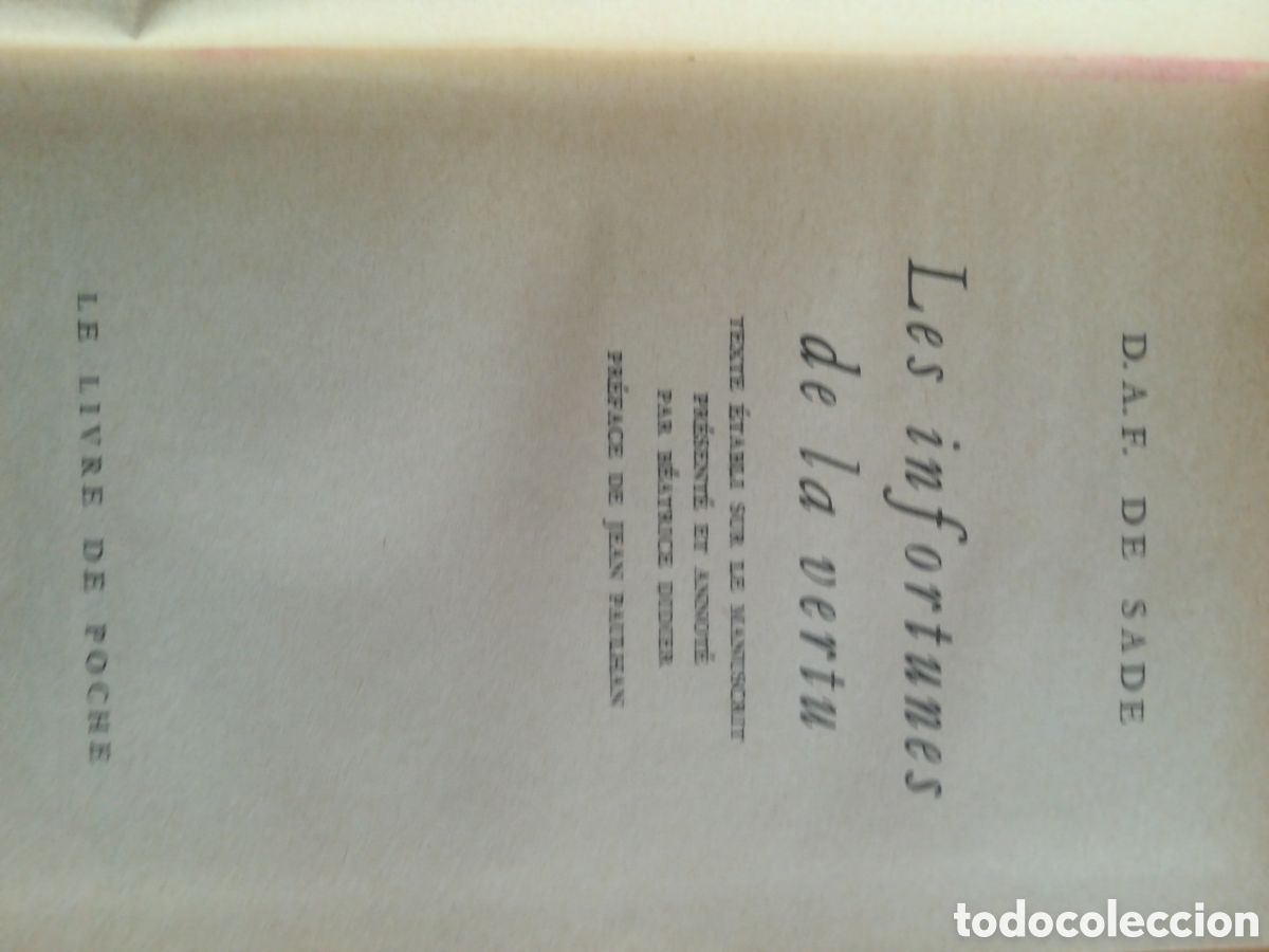 Libros de segunda mano: Les infortunes de la vertu. Marqu&eacute;s de Sade. Ed. 1970 - Foto 3