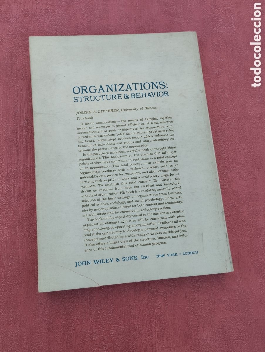 Libros de segunda mano: Organizations : structure & behavior. Joseph A. Litterer. - Foto 2