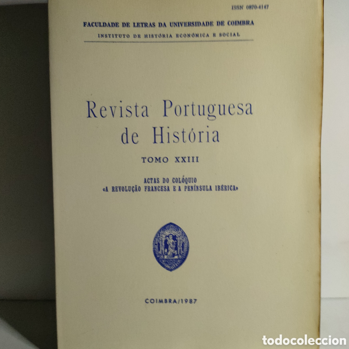Libros de segunda mano: Revista portuguesa de historia. Tomo XXIII. Coimbra 1987