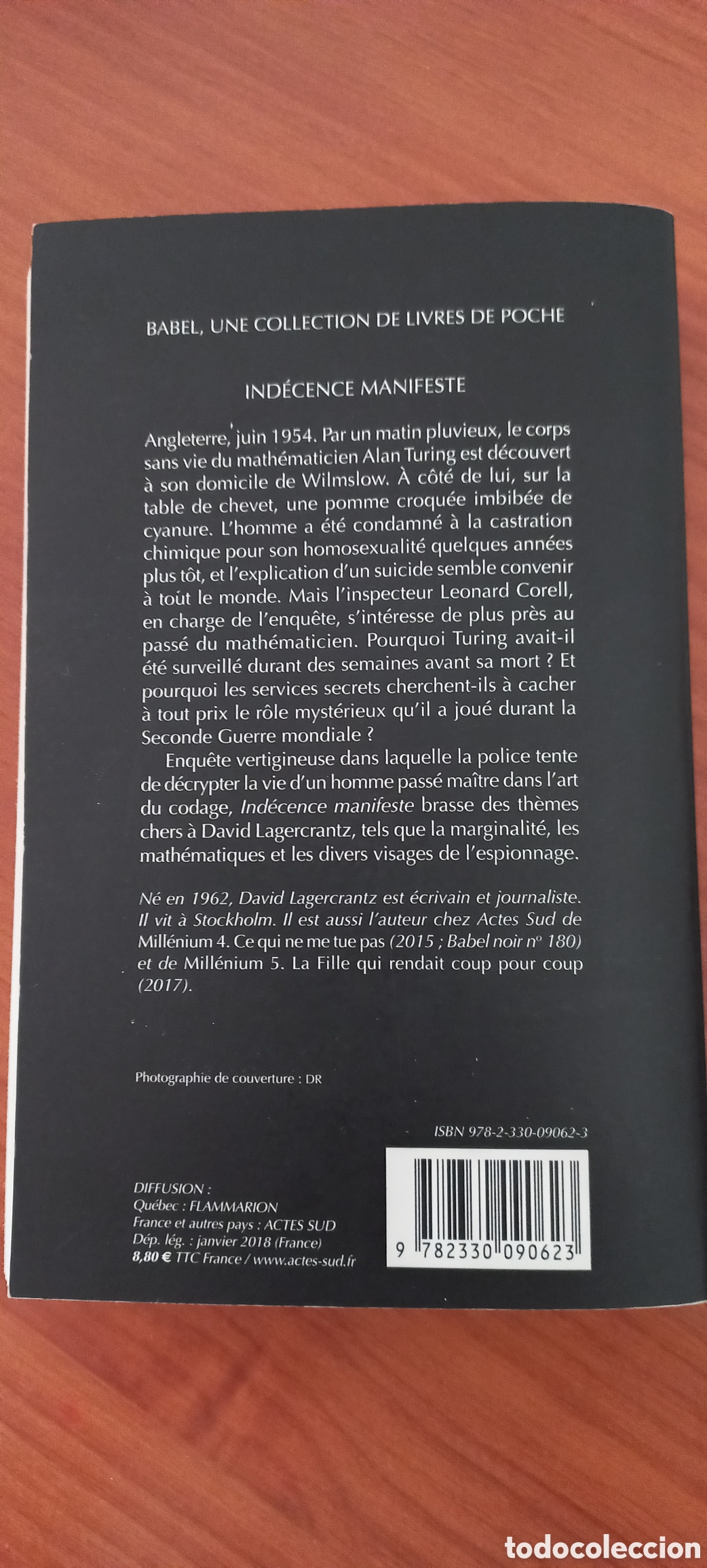 Libros de segunda mano: Ind&eacute;cence manifeste. David Lagercrantz en franc&eacute;s Alan Turing - Foto 2