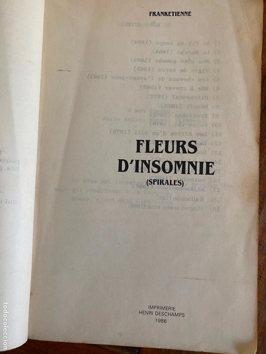 Libros de segunda mano: Frank&eacute;tienne, &rdquo;Fleurs d&rsquo;insomnie&rdquo; 1986 - Foto 5
