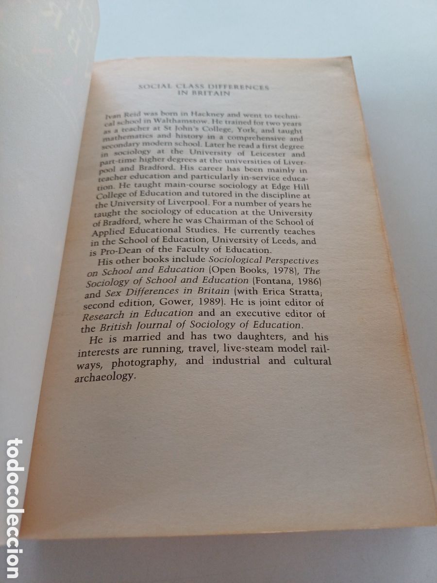 Libros de segunda mano: Social class differences in Britain Ivan Reid 1989 INGL&Eacute;S - Foto 2