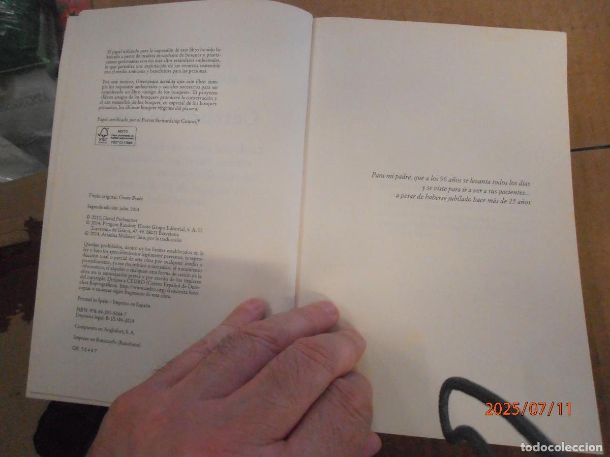 Libros de segunda mano: Cerebro de Pan - Dr. David Perlmutter - Foto 3