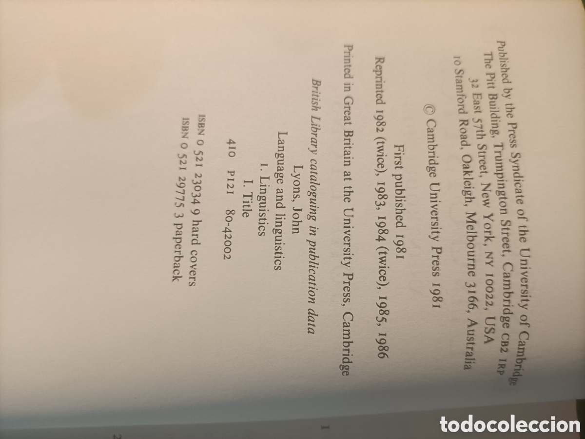 Libros de segunda mano: &rdquo;Language and Linguistics: An Introduction&rdquo;&nbsp;de John Lyons.edicion en ingl&eacute;s - Foto 4