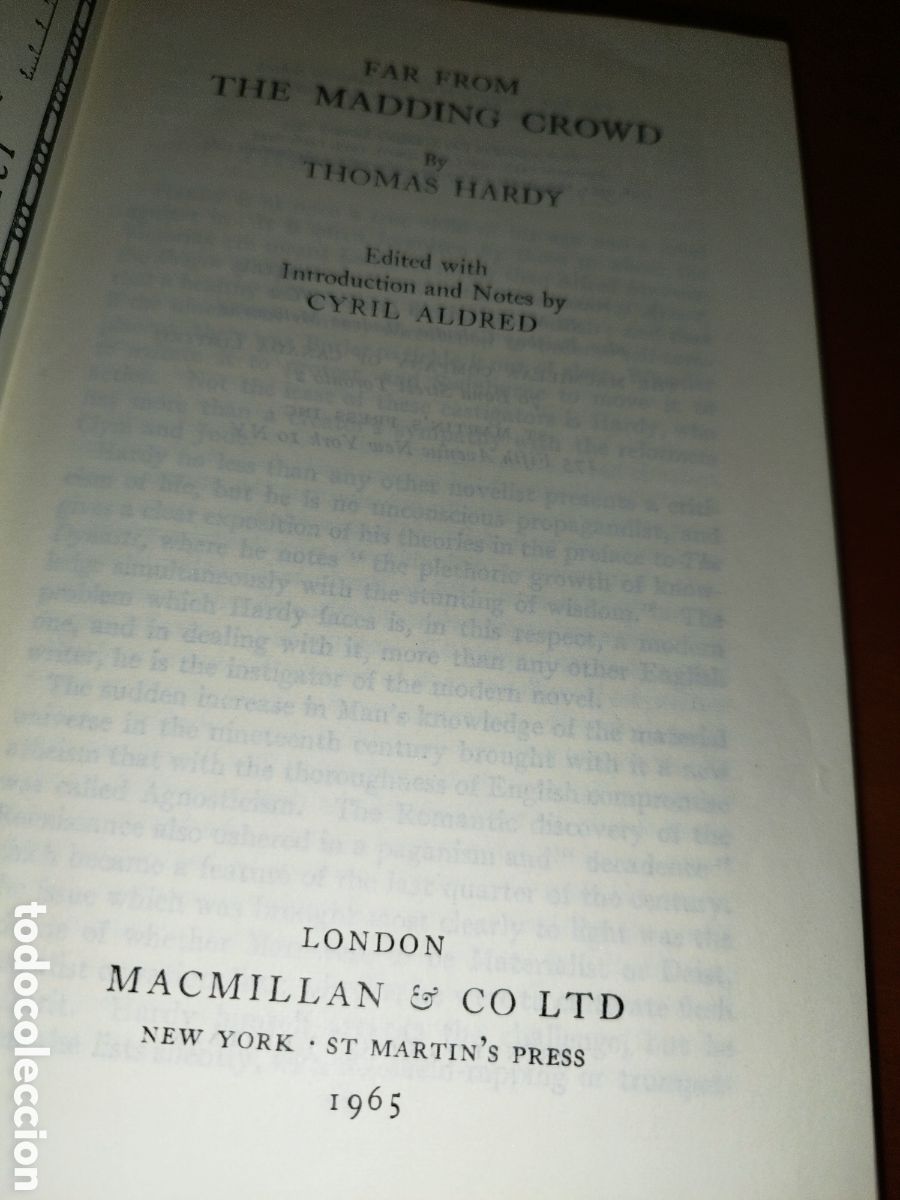 Libros de segunda mano: THOMAS HARDY: FAR FROM THE MADDING CROWD. ED. MACMILLAN, 1965. - Foto 3