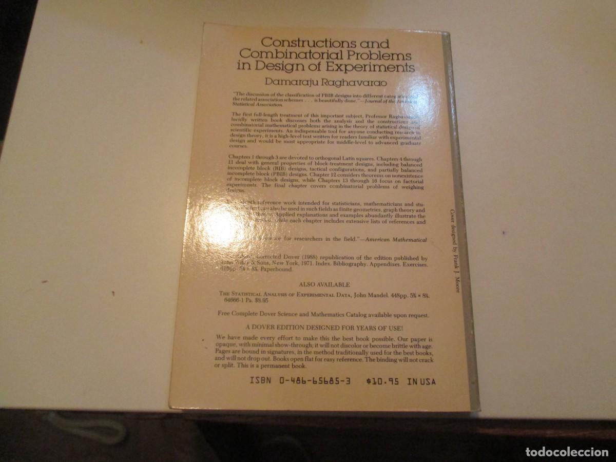 Libros de segunda mano: Constructions and combinatorial problems in design of experiments (ingl&eacute;s) W37690 - Foto 2