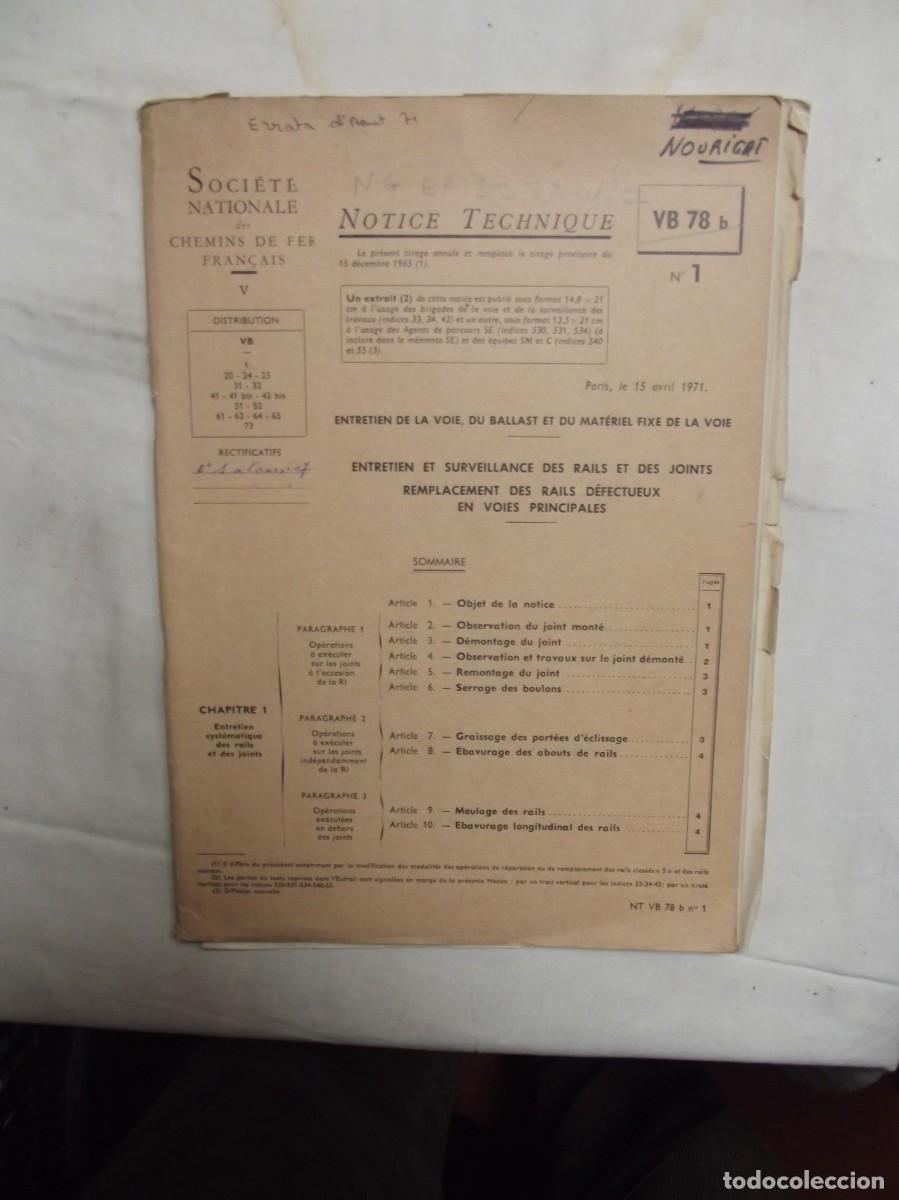Libros de segunda mano: NOTICE TECHNIQUE VB 78 B N&ordm; 1 - Foto 1