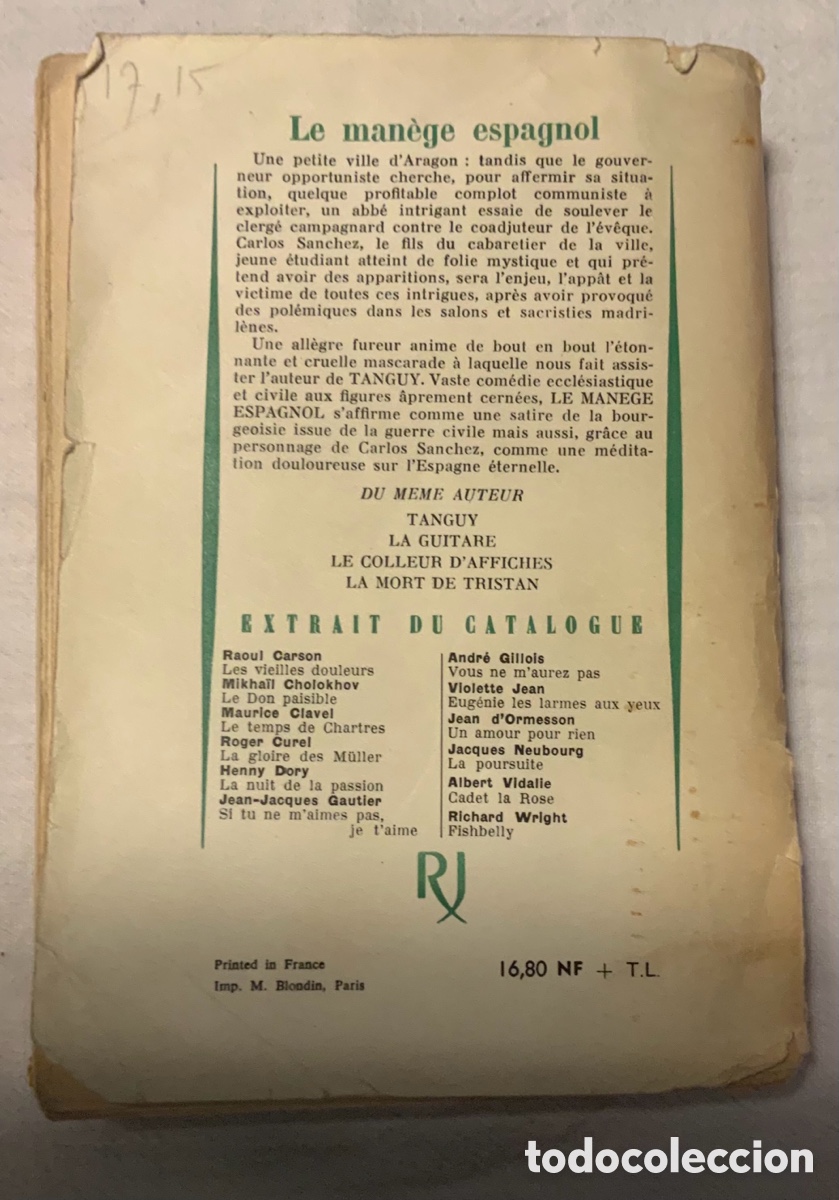 Libros de segunda mano: Le man&egrave;ge espagnol. Michel del Castillo - Foto 7