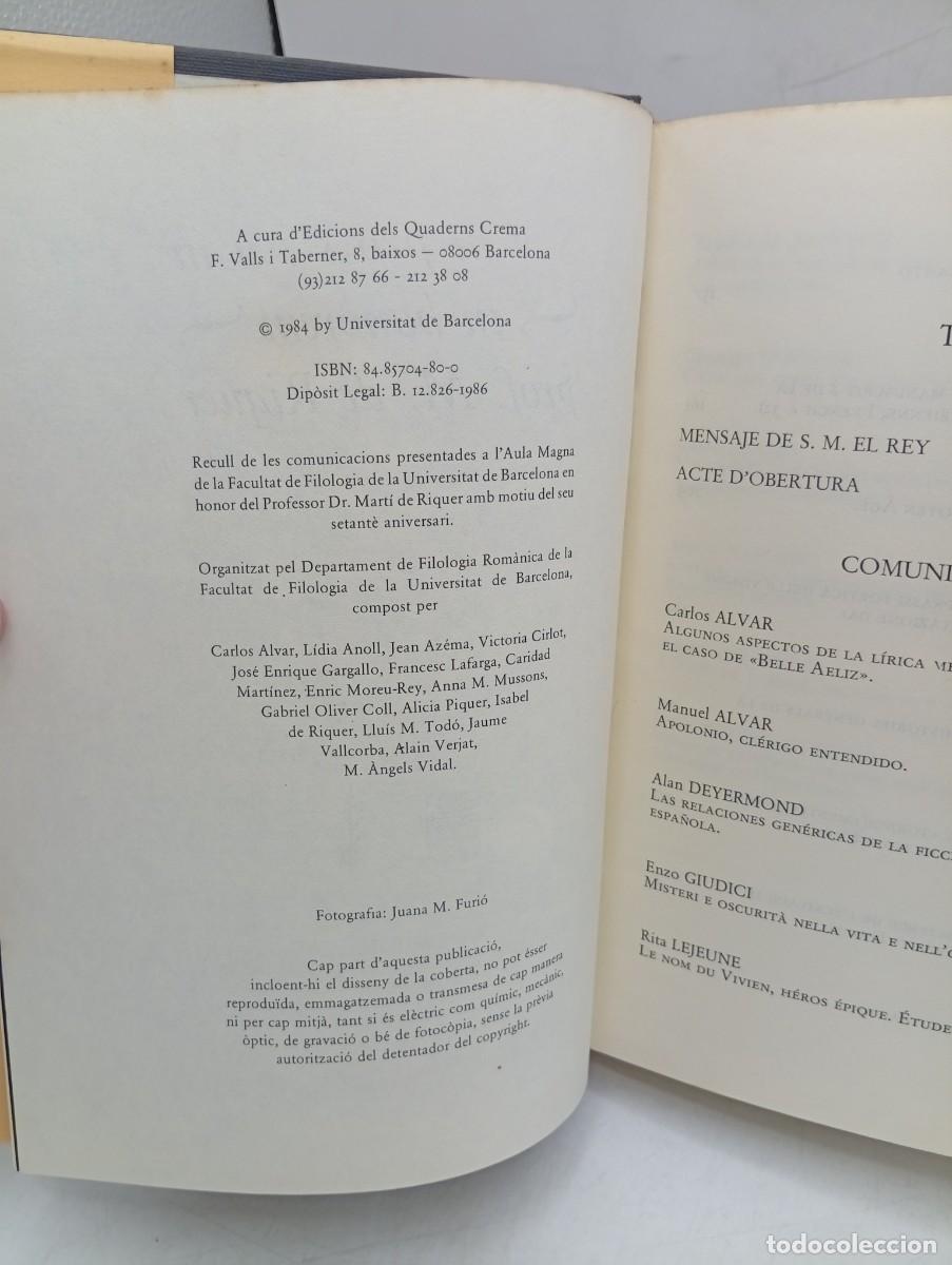 Libros de segunda mano: SYMPOSIUM IN HONOREM. PROF. M. DE RIQUER. 1986. PAGS : 476. - Foto 3